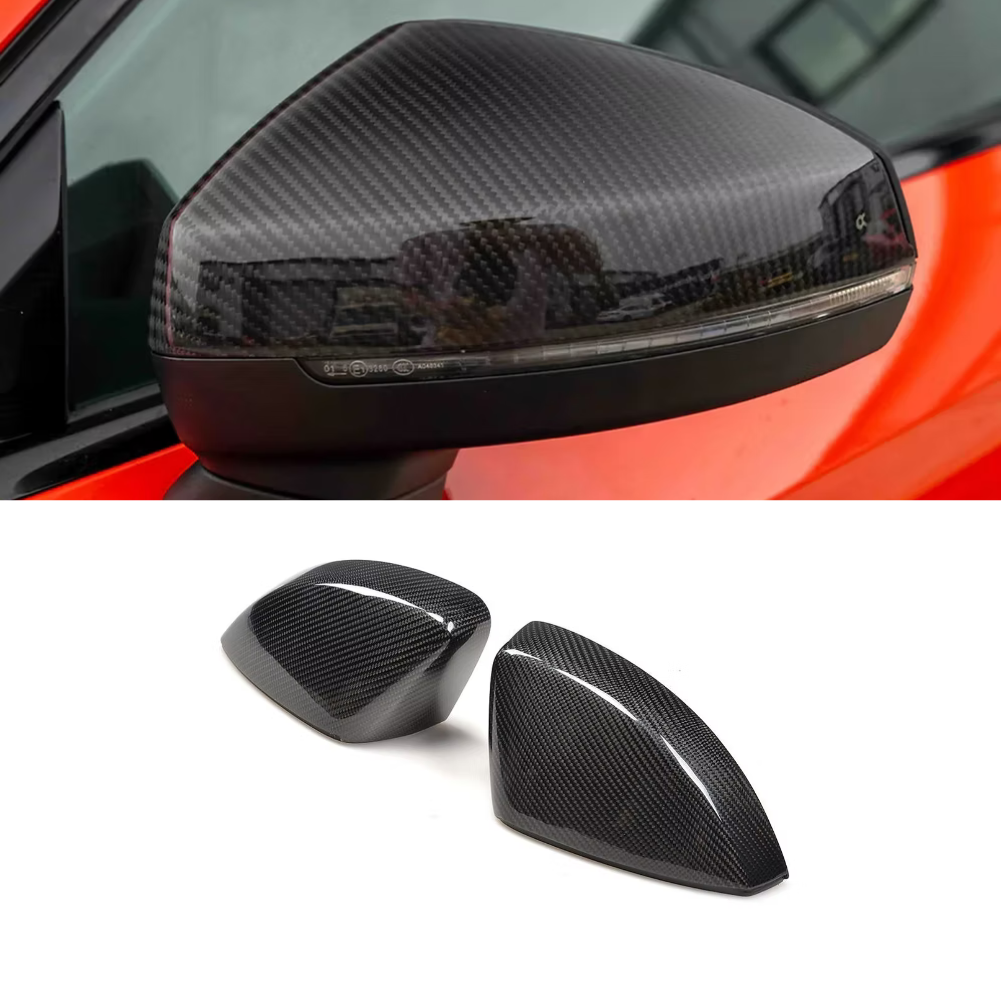 Audi A3/S3/RS3 8V Carbon Fiber Rear Mirror Shells Caps image 0