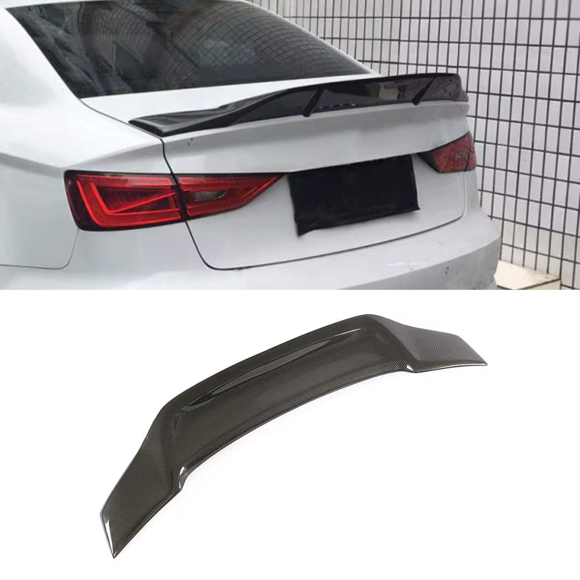 Audi A3/S3/RS3 8V Sedan Carbon Fiber Rear Wing Spoiler V2 image 0