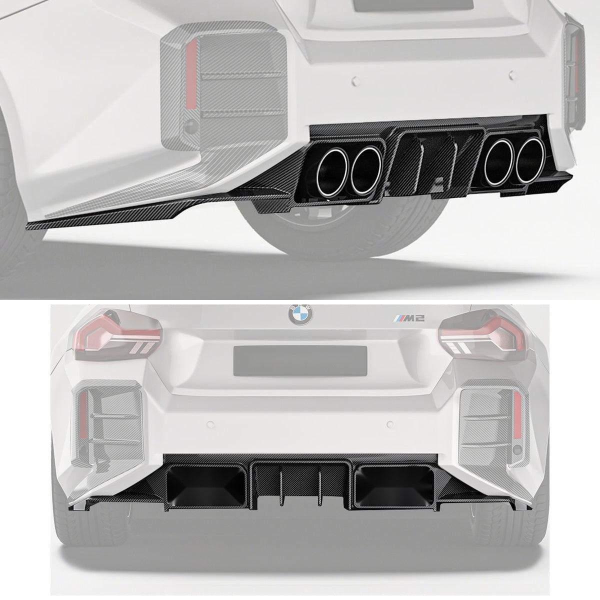 BMW M2 G87 Carbon Fibre Rear Diffuser Ver.2 - aggressive aerodynamic styling upgrade