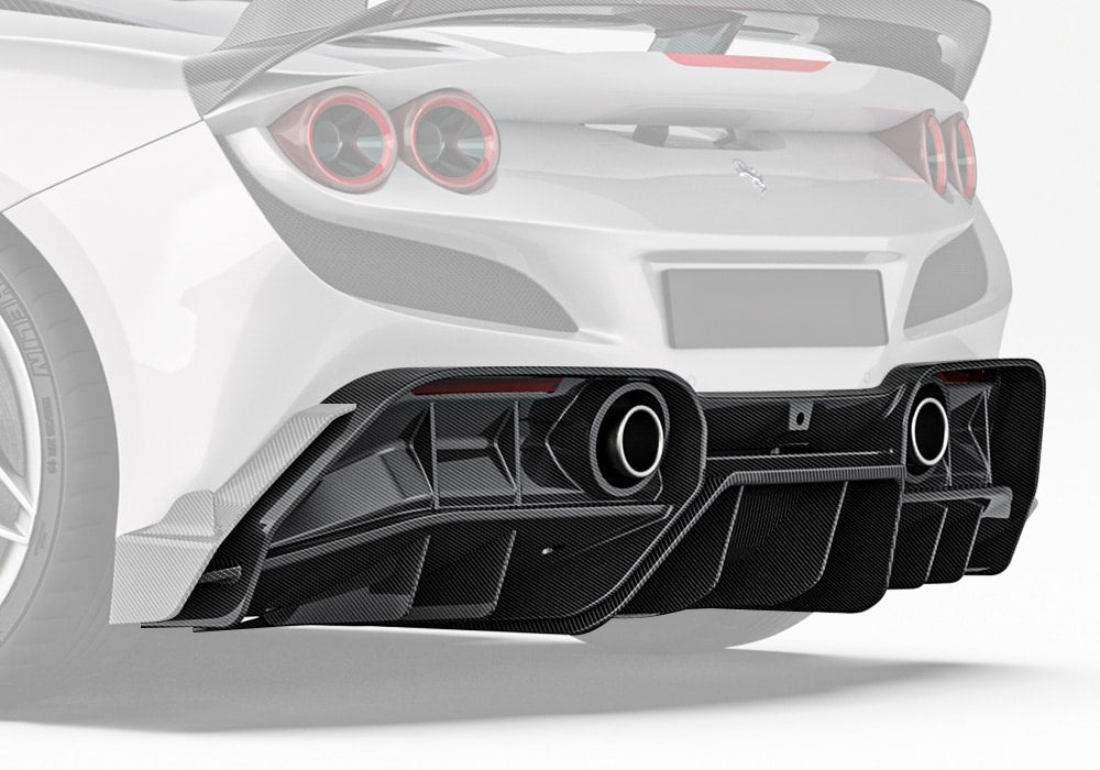 Ferrari F8 Tributo Carbon Fibre Rear Diffuser - aerodynamic performance upgrade