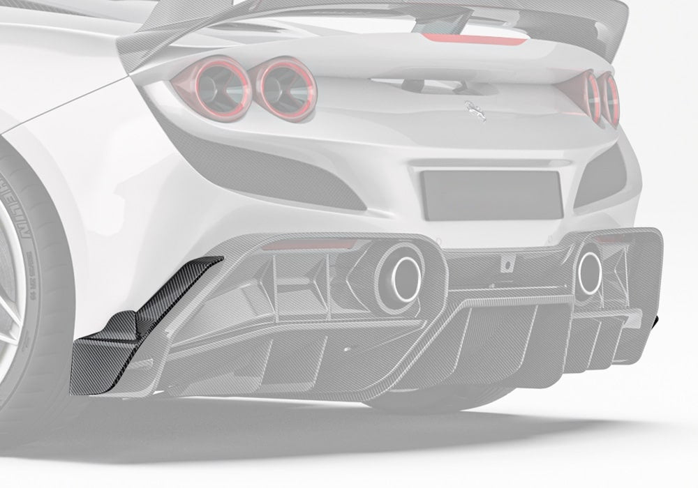 Ferrari F8 Tributo Carbon Fibre Rear Side Splitters - aerodynamic lightweight upgrade