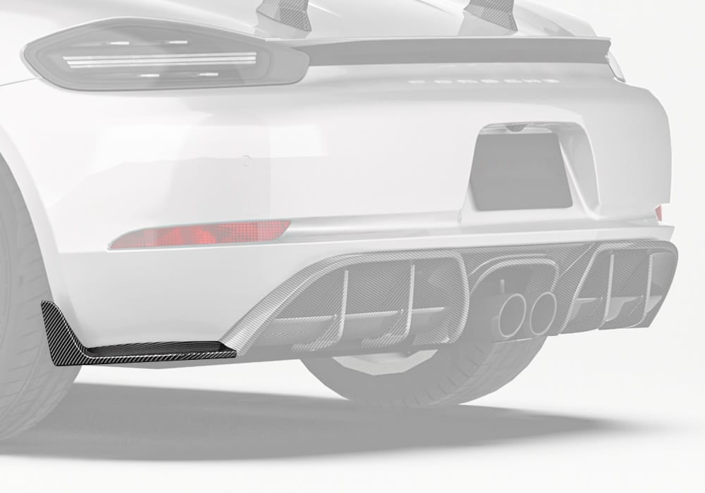 Porsche 718 Boxster Cayman 982c Carbon Fibre Rear Side Splitter - aggressive aero styling upgrade