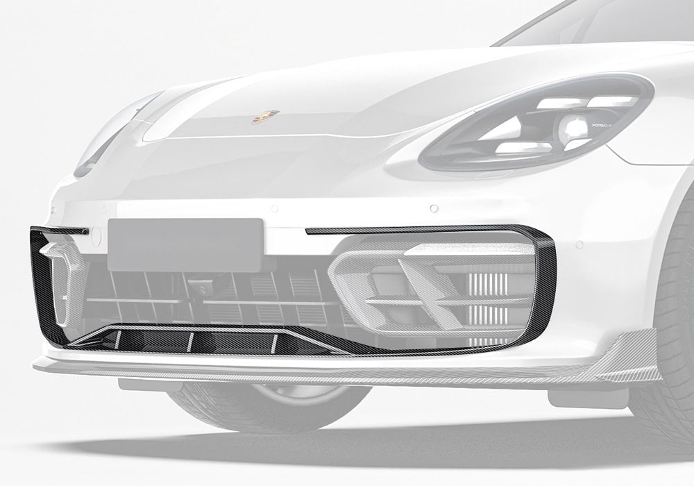 Porsche Panamera 971 Carbon Fibre Front Bumper Trim - gloss finish precision fitment upgrade