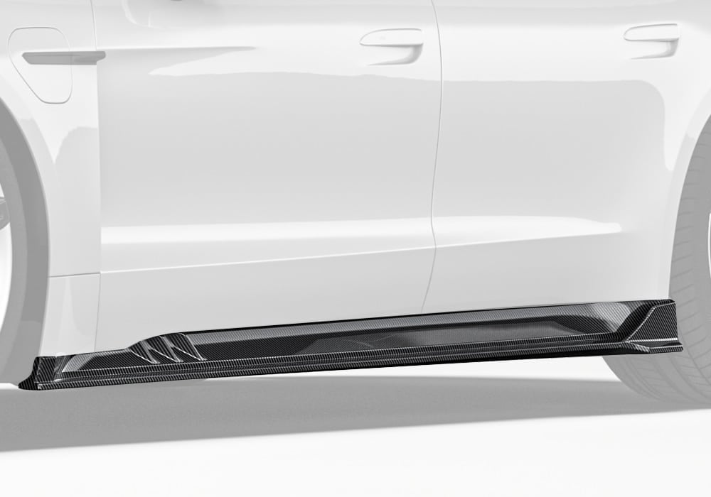 Porsche Taycan Carbon Fibre Side Skirts - aerodynamic sill extensions for enhanced styling