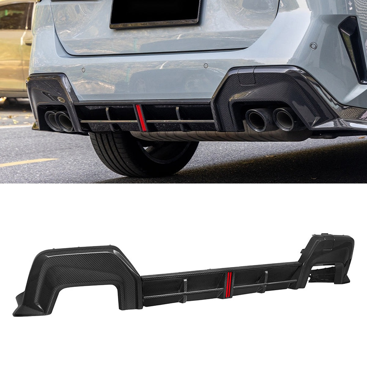 BMW 2 Series F74 Carbon Fibre Rear Diffuser with integrated brake light - prepreg motorsport upgrade