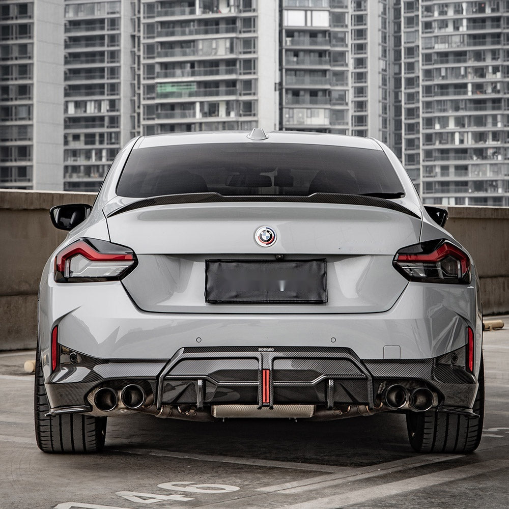 BMW 2 Series G42 Prepreg Carbon Fibre Rear Diffuser with Brake Light - aggressive M Sport styling upgrade