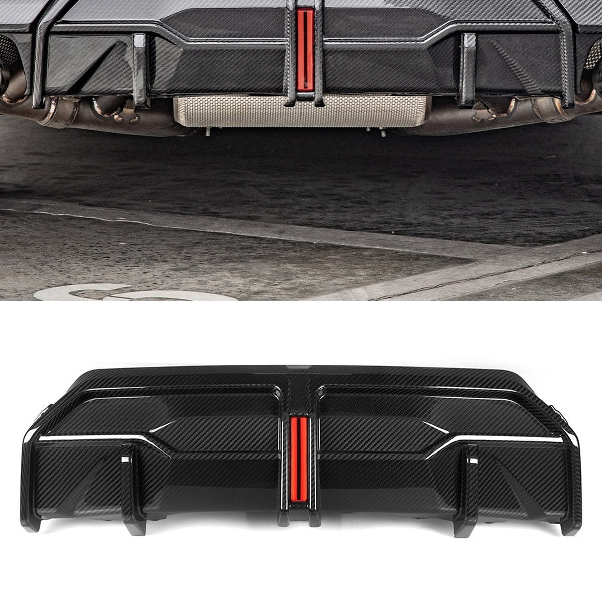BMW 2 Series G42 Prepreg Carbon Fibre Rear Diffuser with Brake Light - aggressive M Sport styling upgrade