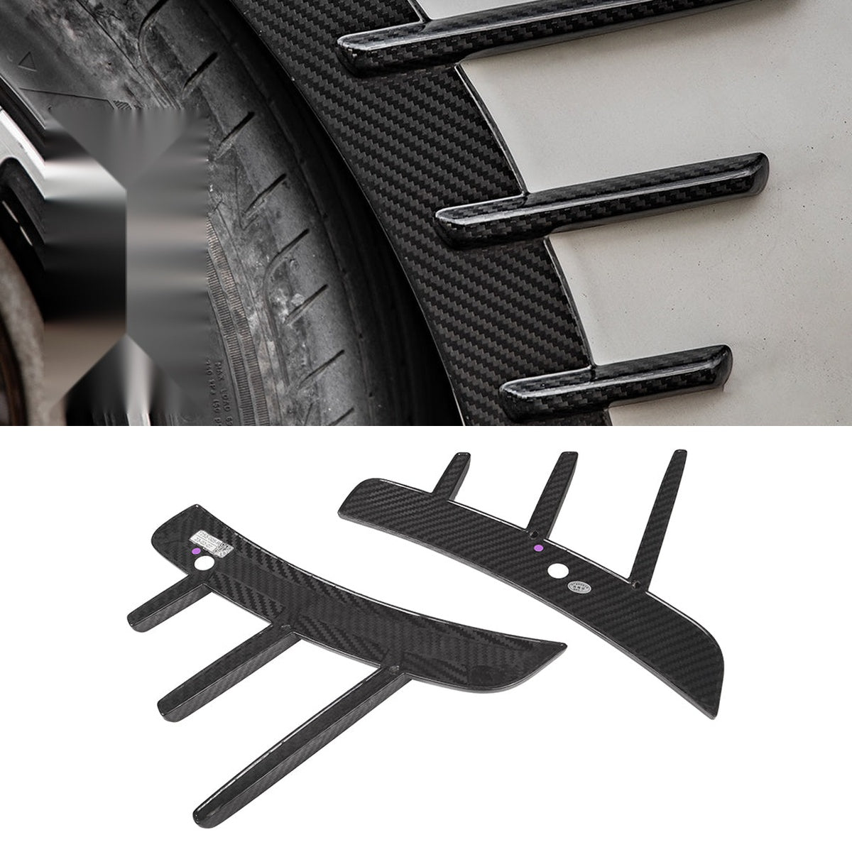 BMW 4 Series G22 Prepreg Carbon Fibre Front Arch Trims - triple louver design