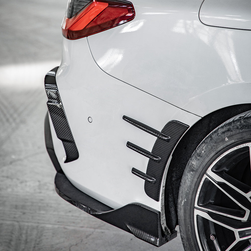 BMW 4 Series G22 Prepreg Carbon Fibre Rear Arch Trims - triple-louver design aggressive styling upgrade