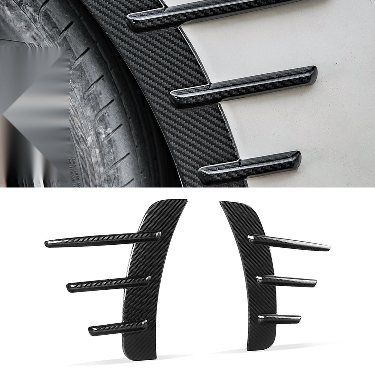 BMW 4 Series G22 Prepreg Carbon Fibre Rear Arch Trims - triple-louver design aggressive styling upgrade