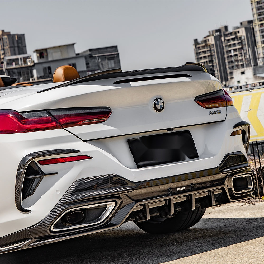 BMW 8 Series G14 Prepreg Carbon Fibre Rear Bumper Insert - aggressive OEM-fit upgrade