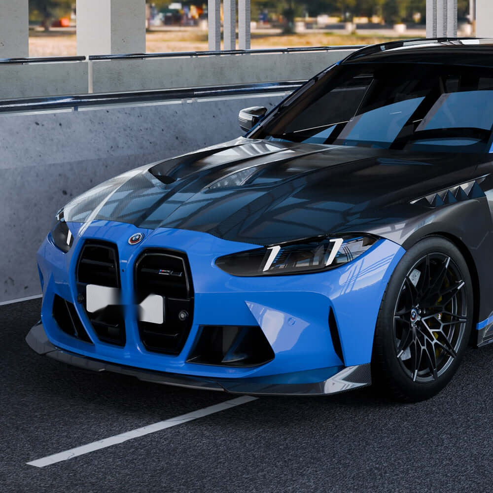 BMW M3 G80 M4 G82 Prepreg Carbon Fibre Vented Bonnet with shark fin vents - track-focused upgrade