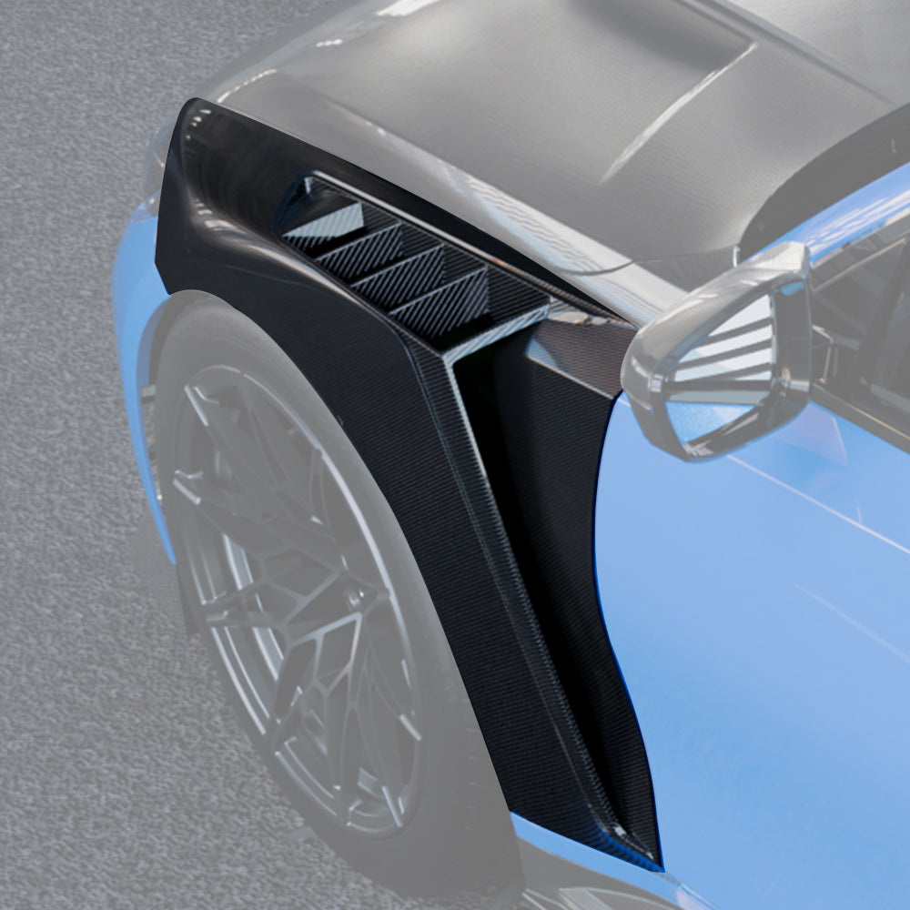 BMW M3 G80 Prepreg Carbon Fibre Side Fenders with shark fin air vents - lightweight track upgrade