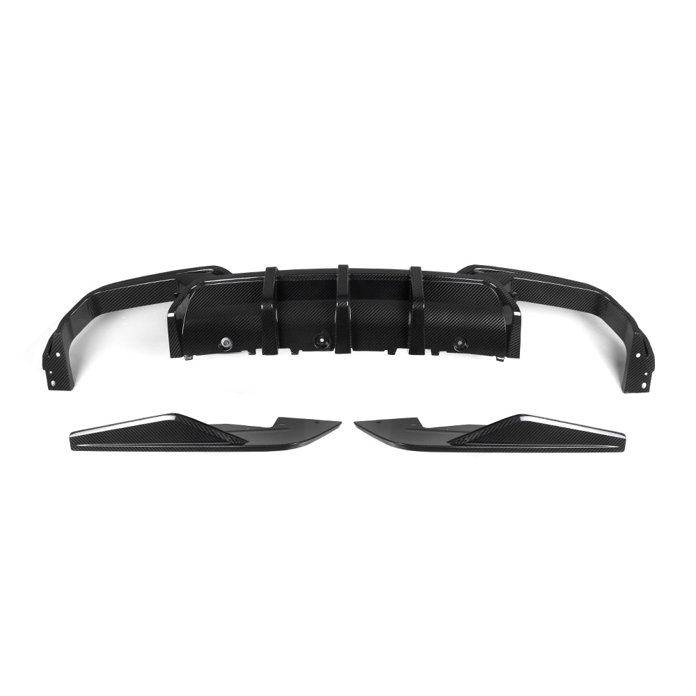 BMW M8 F91 F92 Prepreg Carbon Fibre Rear Diffuser - triple blade with side winglets