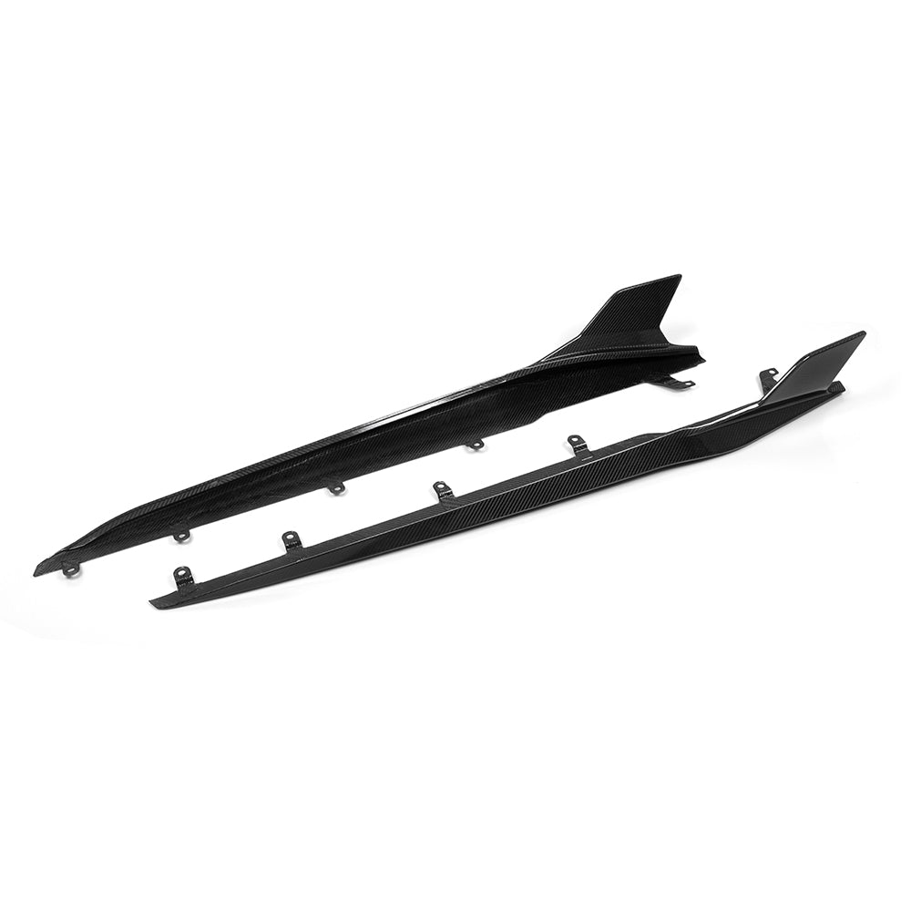 BMW M8 F92 Prepreg Carbon Fibre Side Skirts - dual blade aggressive stance upgrade