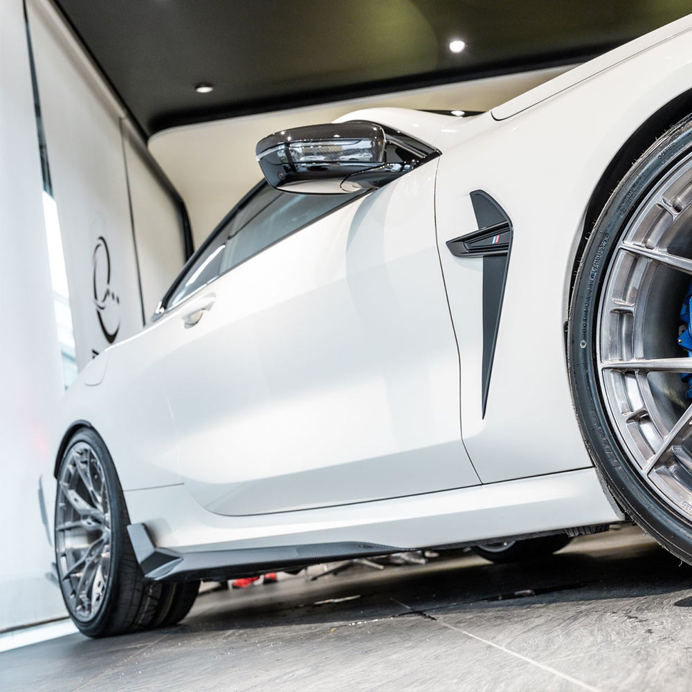 BMW M8 F92 Prepreg Carbon Fibre Side Skirts - dual blade aggressive stance upgrade
