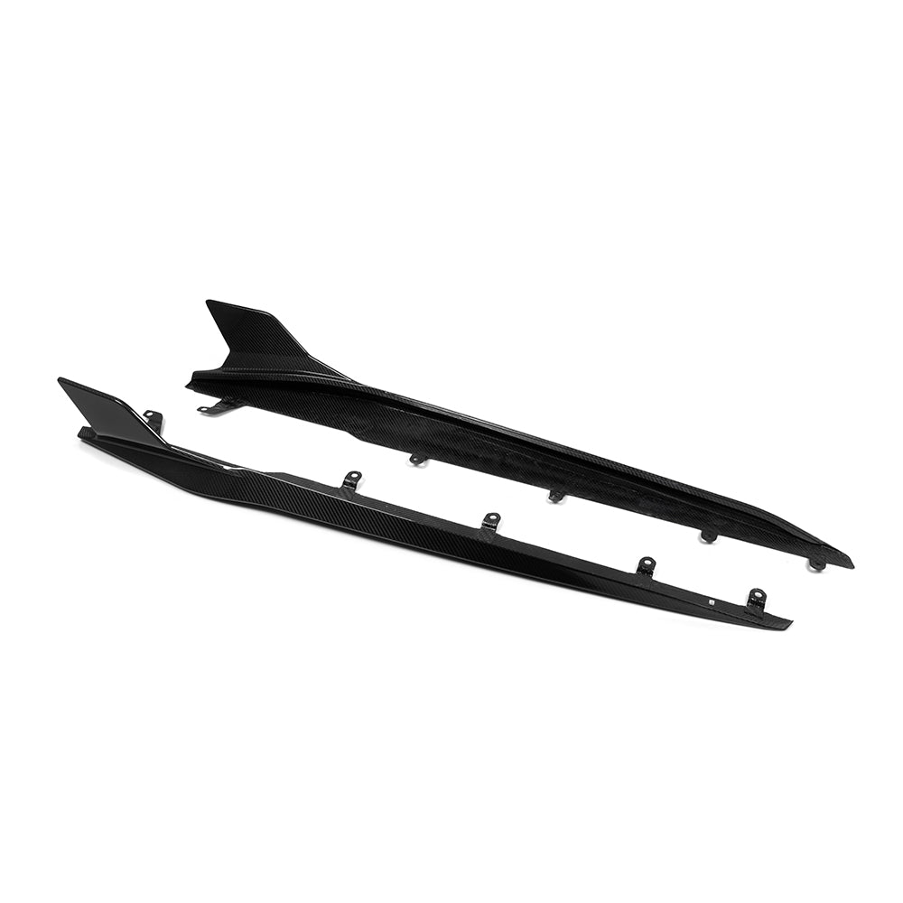 BMW M8 F92 Prepreg Carbon Fibre Side Skirts - dual blade aggressive stance upgrade