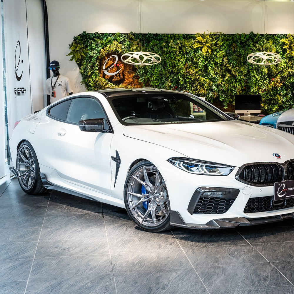 BMW M8 F92 Prepreg Carbon Fibre Side Skirts - dual blade aggressive stance upgrade