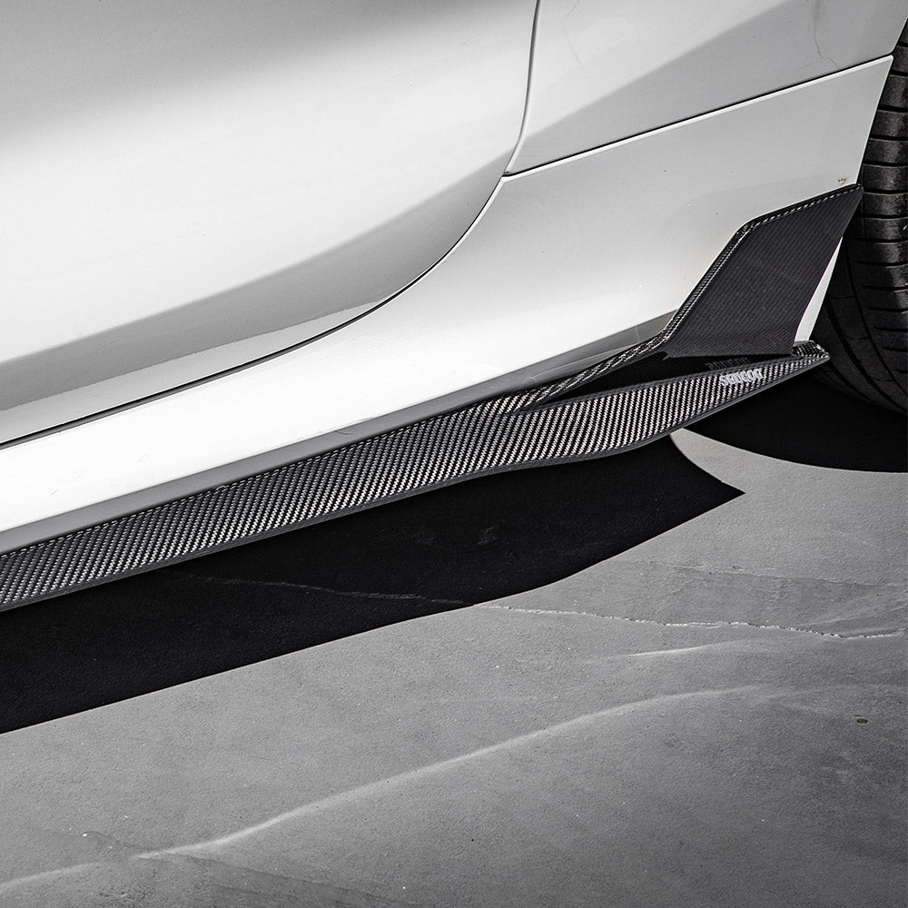 BMW M8 F92 Prepreg Carbon Fibre Side Skirts - dual blade aggressive stance upgrade