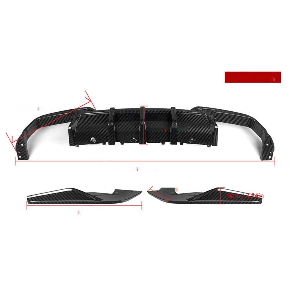 BMW M8 F93 Gran Coupé Prepreg Carbon Fibre Rear Diffuser with triple blades and side winglets