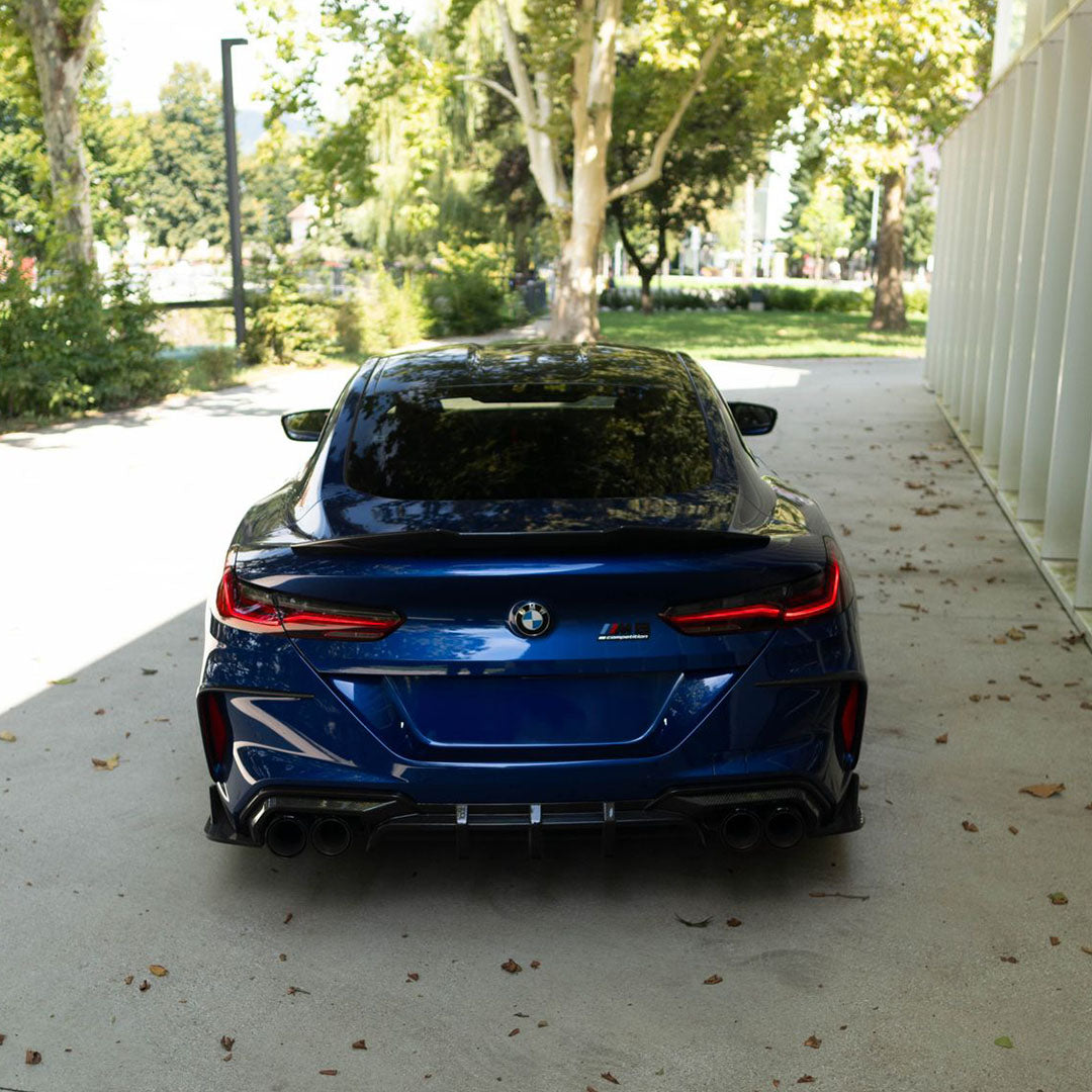 BMW M8 F93 Gran Coupé Prepreg Carbon Fibre Rear Diffuser with triple blades and side winglets