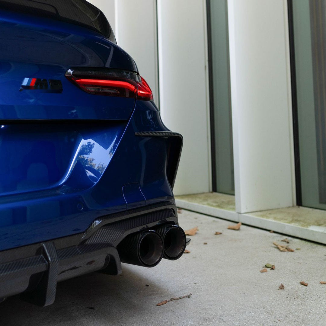 BMW M8 F93 Gran Coupé Prepreg Carbon Fibre Rear Diffuser with triple blades and side winglets