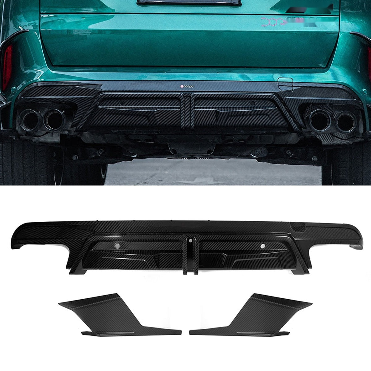 BMW X5M F95 Prepreg Carbon Fibre Rear Diffuser - aggressive OEM fitment upgrade