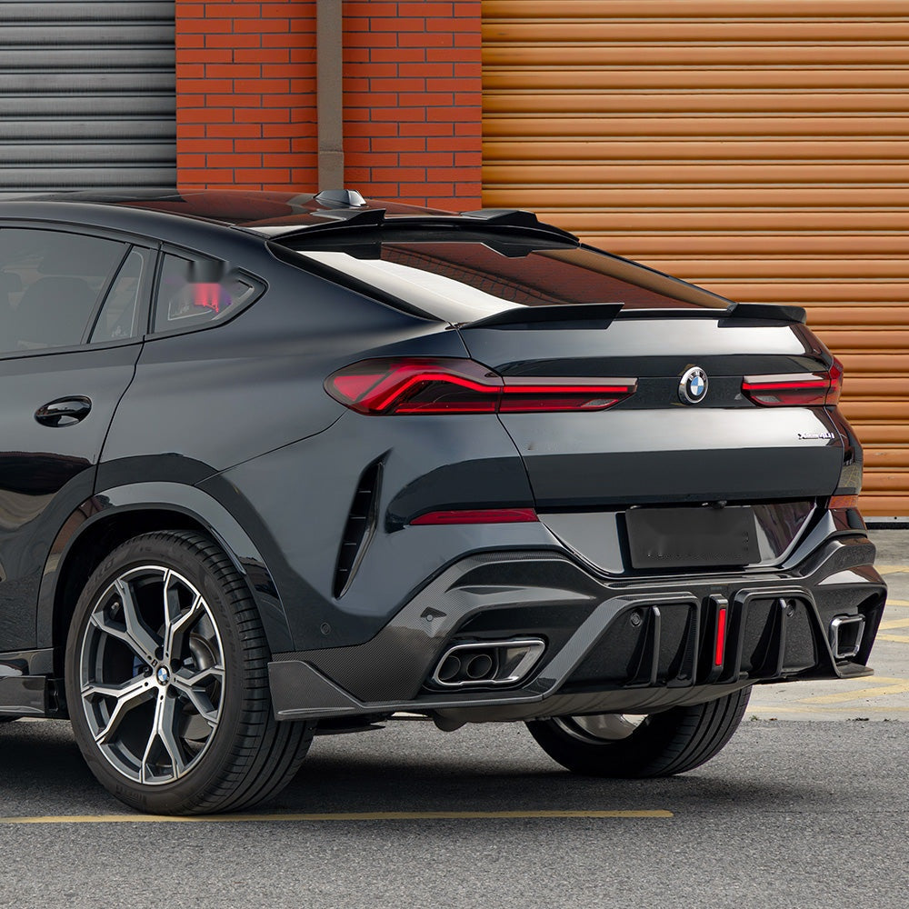 BMW X6 G06 Prepreg Carbon Fibre Rear Diffuser with Brake Light - aggressive OEM-fit upgrade