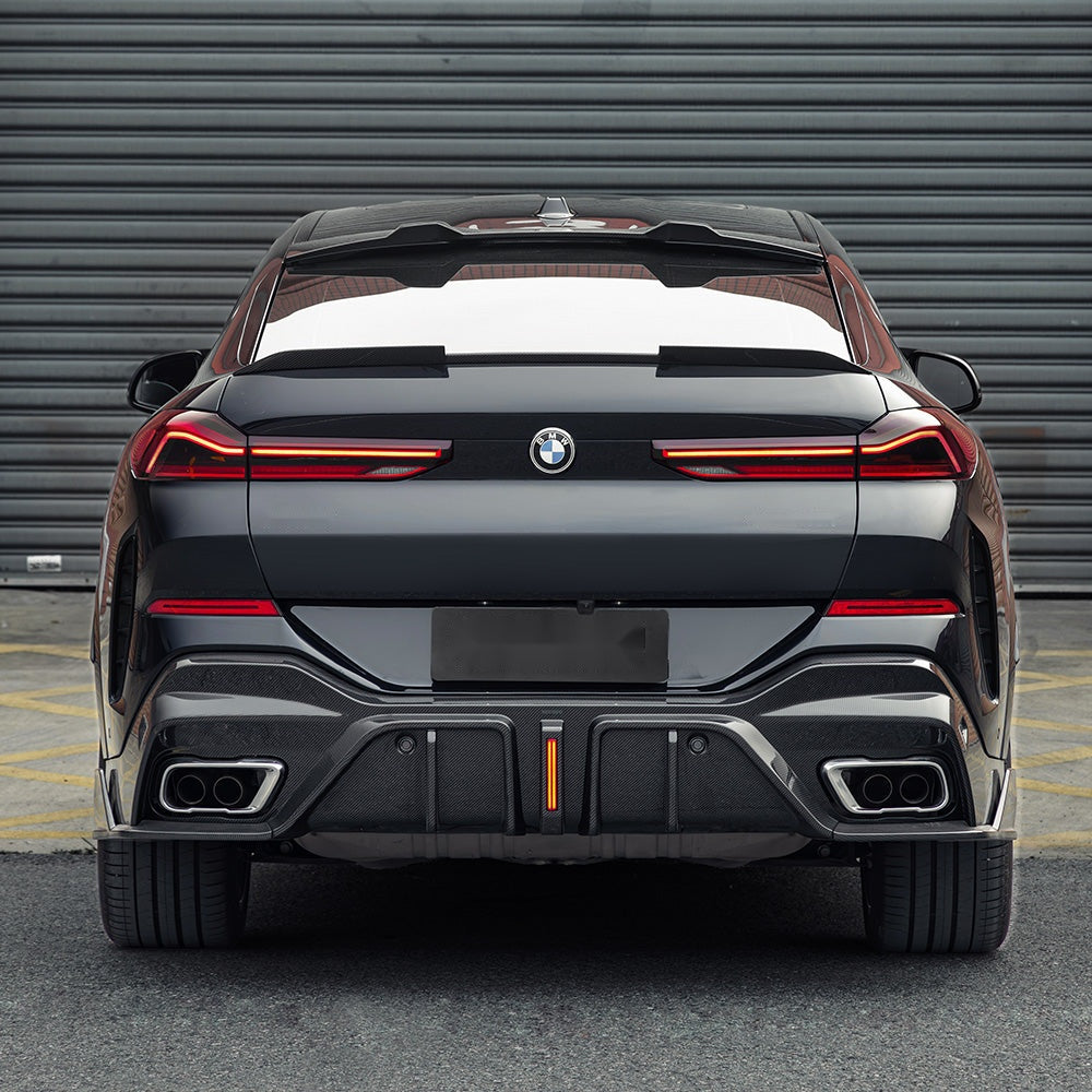 BMW X6 G06 Prepreg Carbon Fibre Rear Diffuser with Brake Light - aggressive OEM-fit upgrade