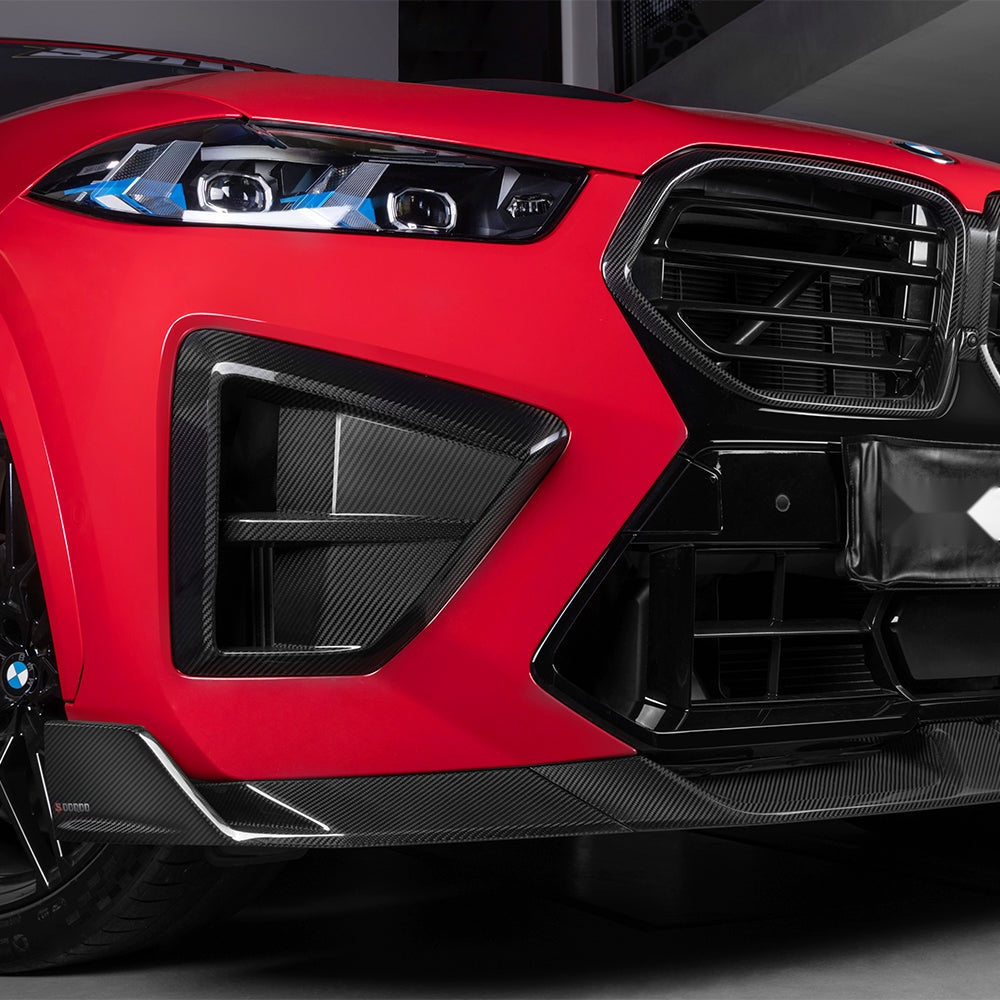 BMW X6M F96 LCI Carbon Fibre Front Lip - prepreg dry carbon with side winglets