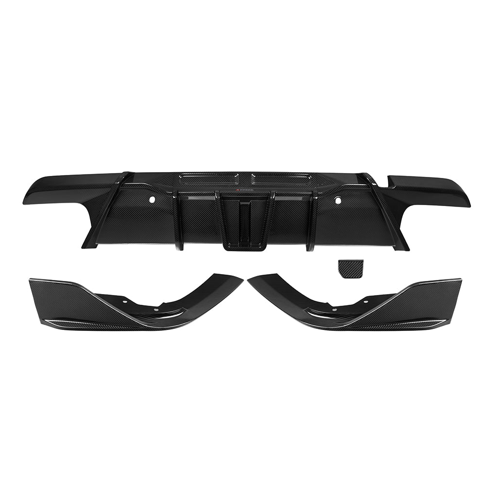 BMW X6M F96 Prepreg Carbon Fibre Rear Diffuser - dual winglets gloss finish