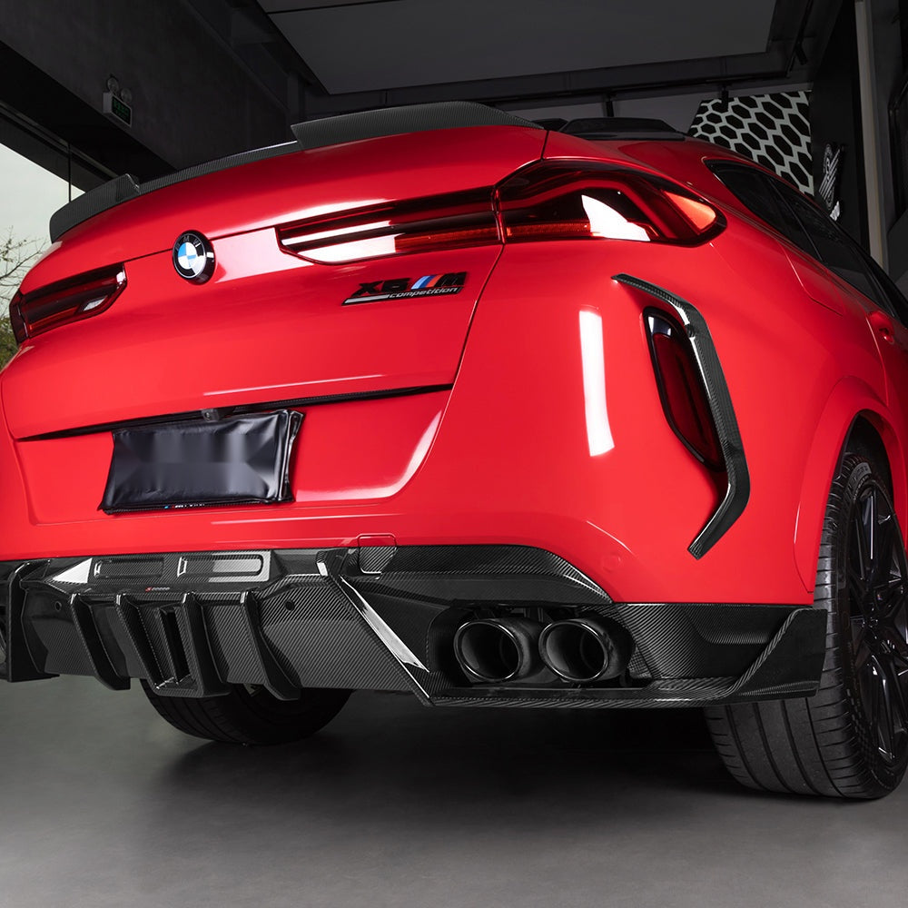 BMW X6M F96 Prepreg Carbon Fibre Rear Diffuser - dual winglets gloss finish