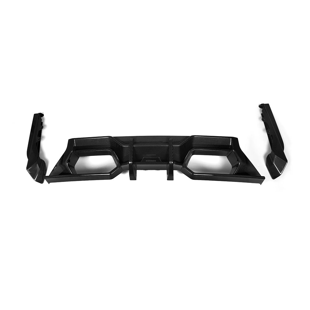 BMW M2 G87 Prepreg Carbon Fibre Rear Diffuser V1 - aggressive angular design with gloss finish