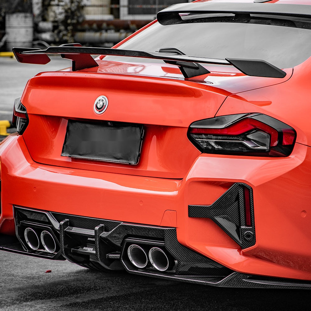 BMW M2 G87 Prepreg Carbon Fibre Rear Diffuser V1 - aggressive angular design with gloss finish