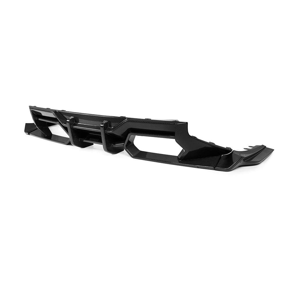 BMW M2 G87 Prepreg Carbon Fibre Rear Diffuser V1 - aggressive angular design with gloss finish