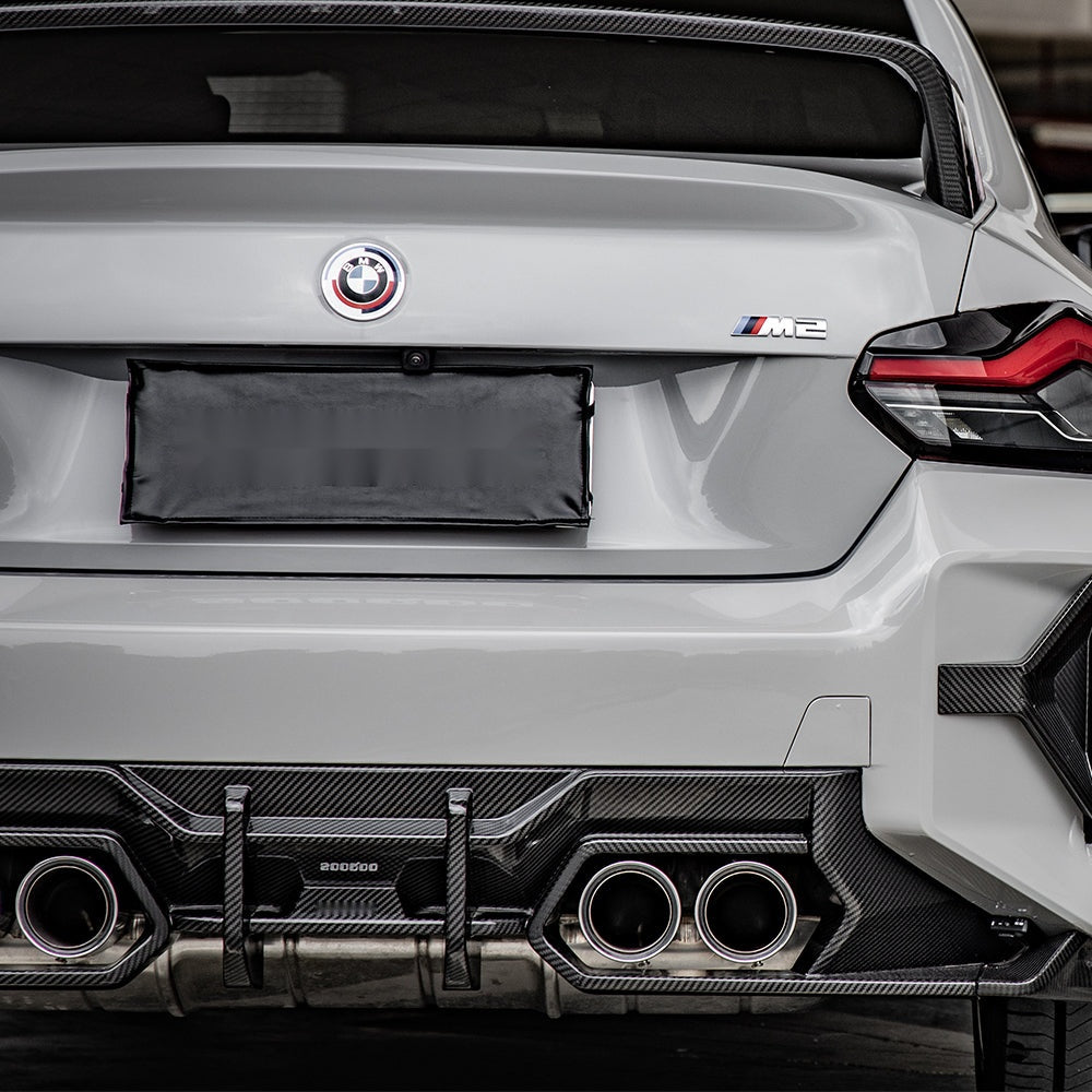 BMW M2 G87 Prepreg Carbon Fibre Rear Diffuser V1 - aggressive angular design with gloss finish