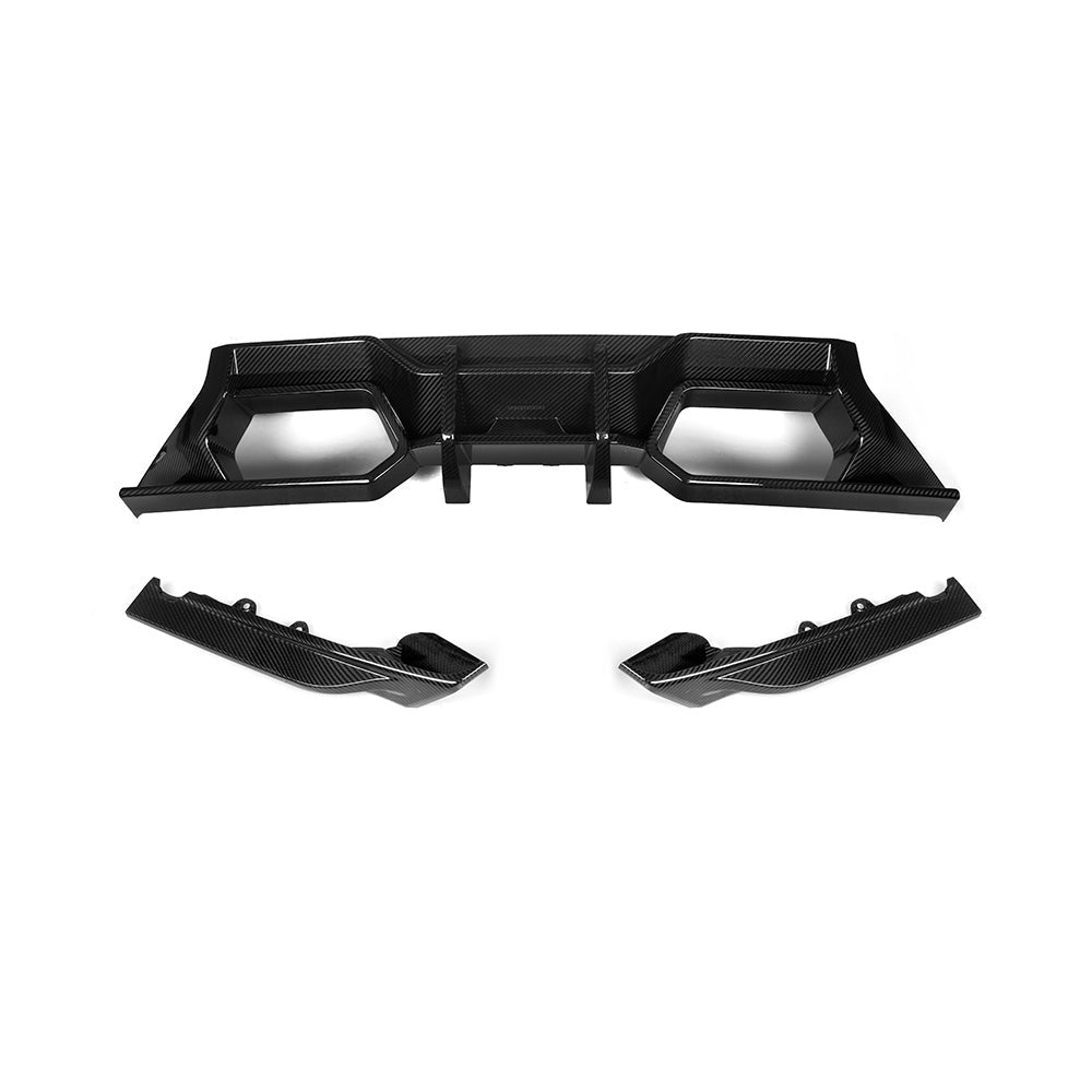 BMW M2 G87 Prepreg Carbon Fibre Rear Diffuser V1 - aggressive angular design with gloss finish