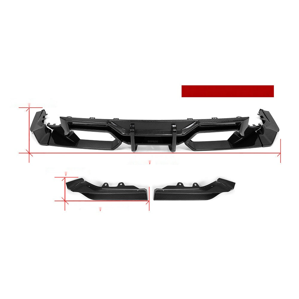 BMW M2 G87 Prepreg Carbon Fibre Rear Diffuser V1 - aggressive angular design with gloss finish