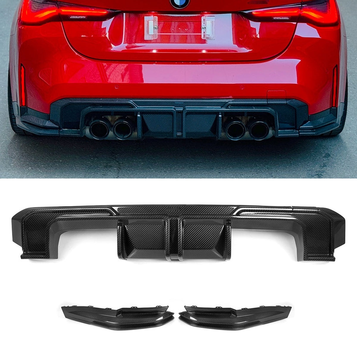 BMW M4 G82 Prepreg Carbon Fibre Rear Diffuser - aggressive OEM-fit aero upgrade