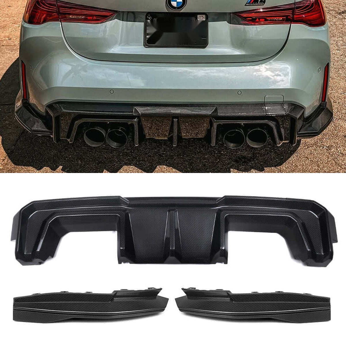BMW M4 G82 G83 Prepreg Carbon Fibre Rear Diffuser - aggressive aerodynamic track upgrade