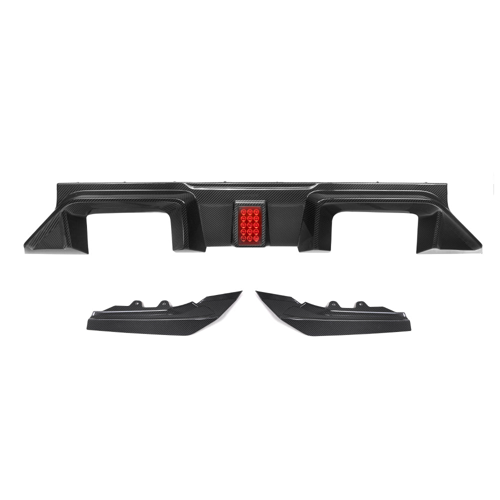 BMW M2 G87 Prepreg Carbon Fibre Rear Diffuser V3 - OEM fitment with integrated brake light