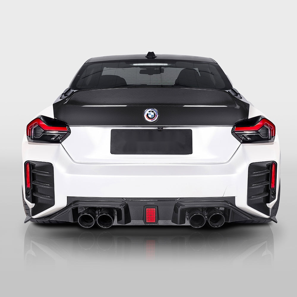 BMW M2 G87 Prepreg Carbon Fibre Rear Diffuser V3 - OEM fitment with integrated brake light