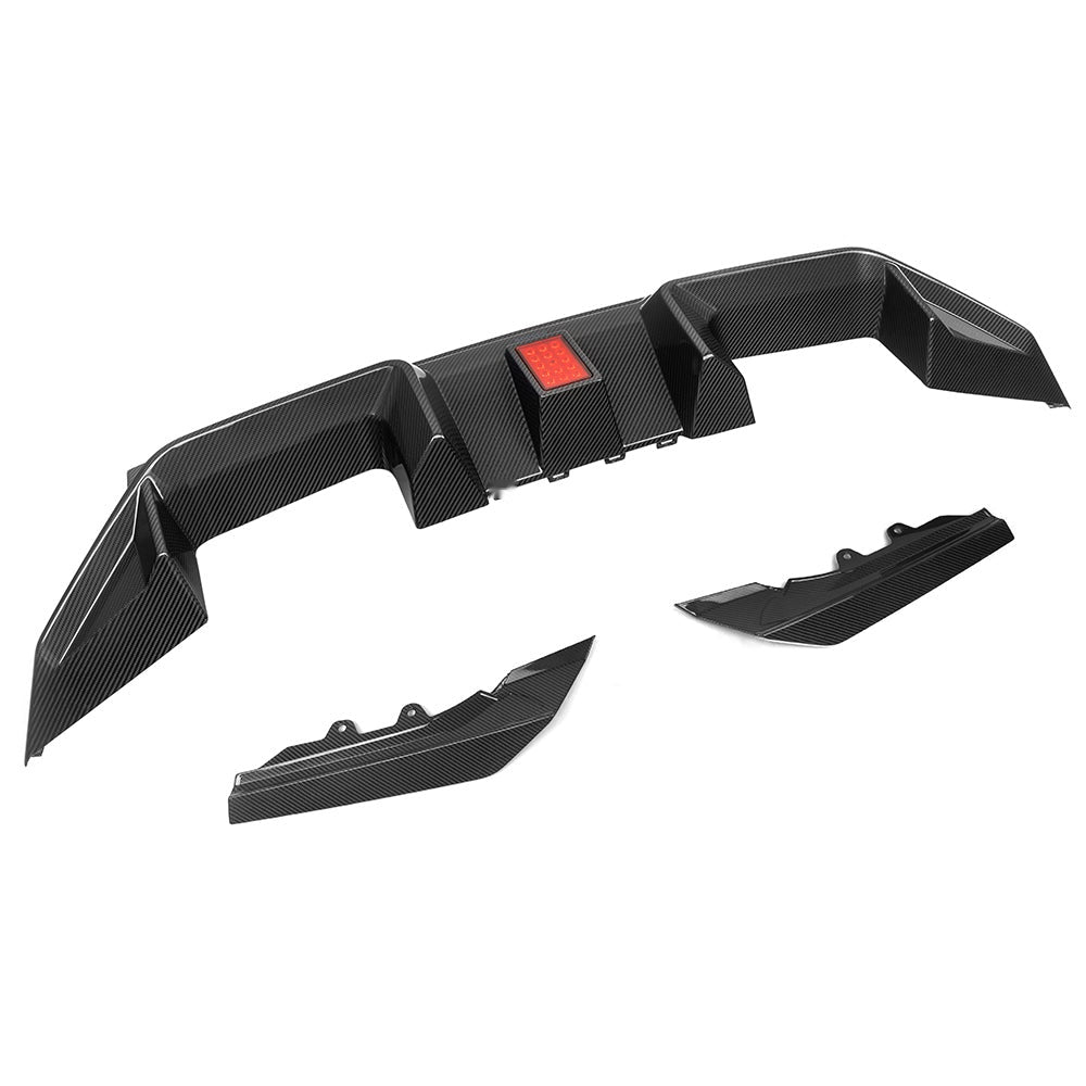 BMW M2 G87 Prepreg Carbon Fibre Rear Diffuser V3 - OEM fitment with integrated brake light
