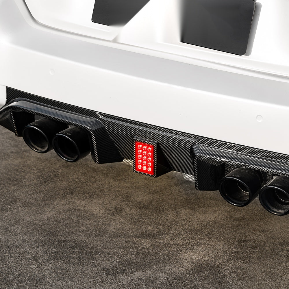 BMW M2 G87 Prepreg Carbon Fibre Rear Diffuser V3 - OEM fitment with integrated brake light
