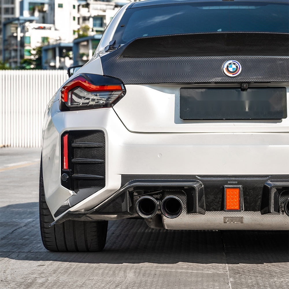 BMW M2 G87 Prepreg Carbon Fibre Rear Diffuser V3 - OEM fitment with integrated brake light