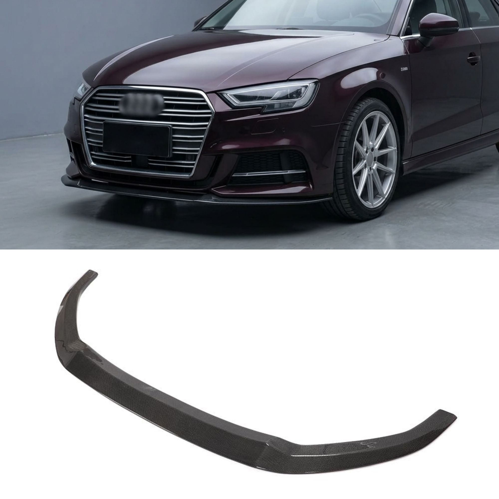 Audi A3 S-Line/S3 セダン 8V.5 カーボンファイバー フロントスプリッター リップ