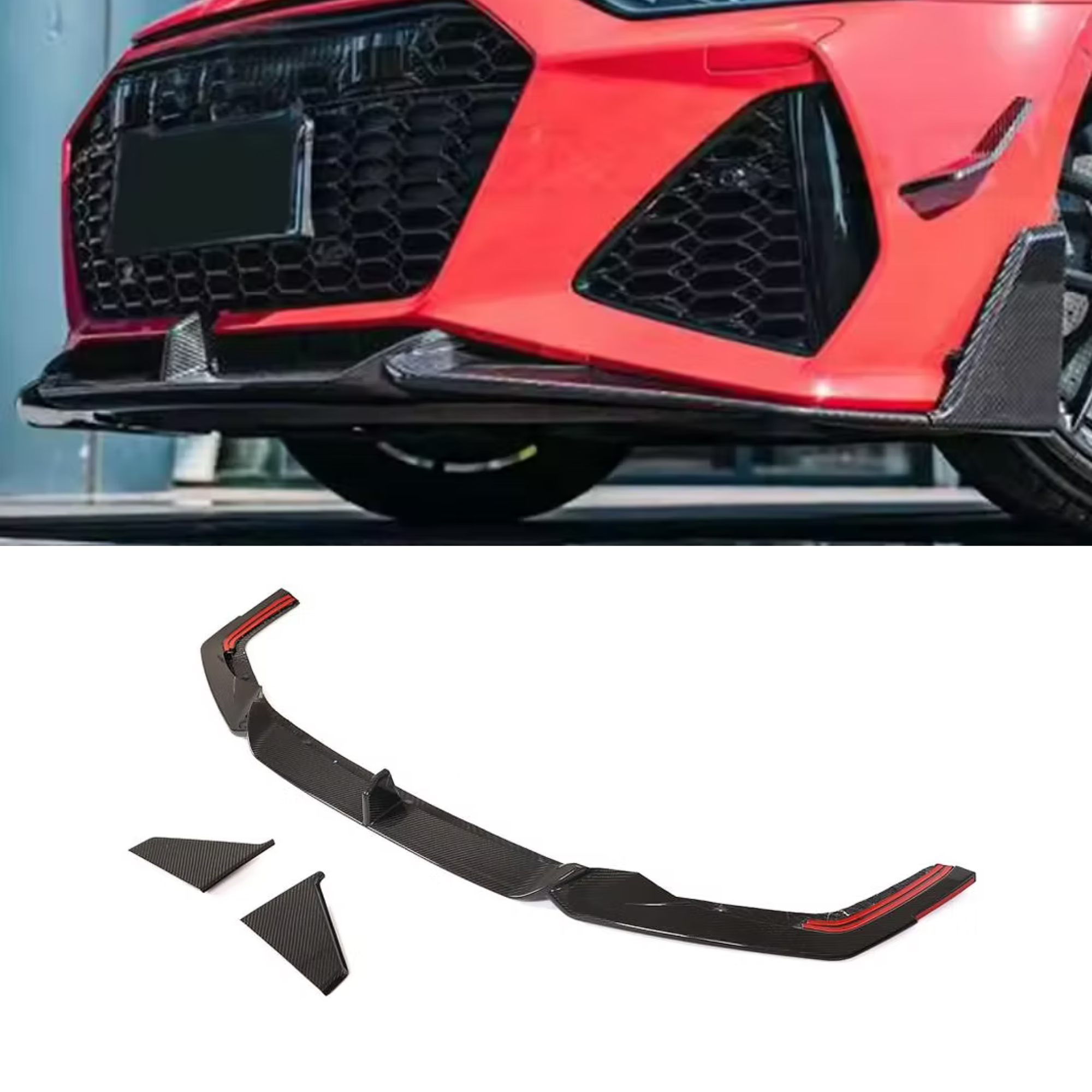 Audi RS6/RS7 C8 Carbon Fiber Front Splitter Lip V2 image 0