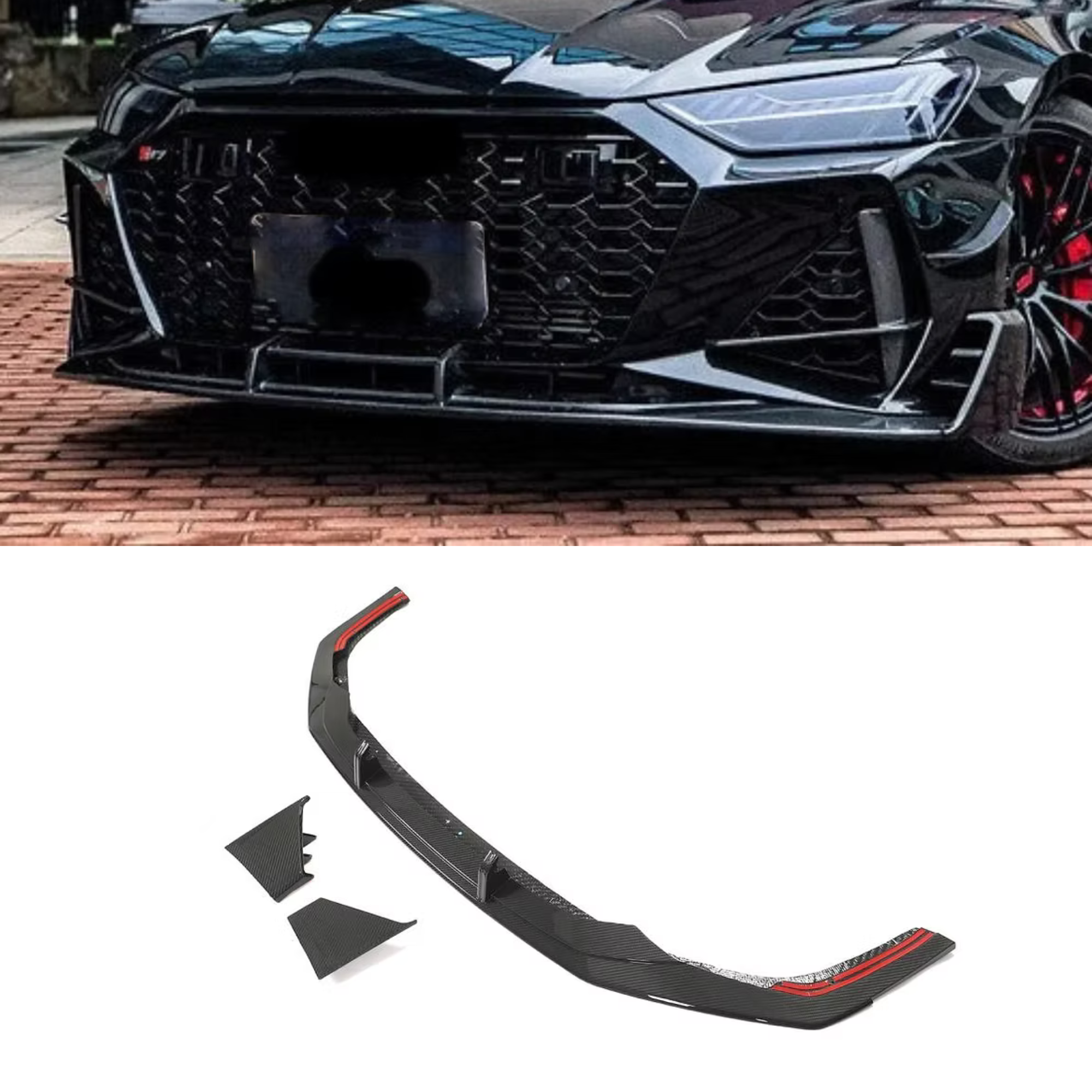 Audi RS6/RS7 C8 Carbon Fiber Front Splitter Lip V3 image 0