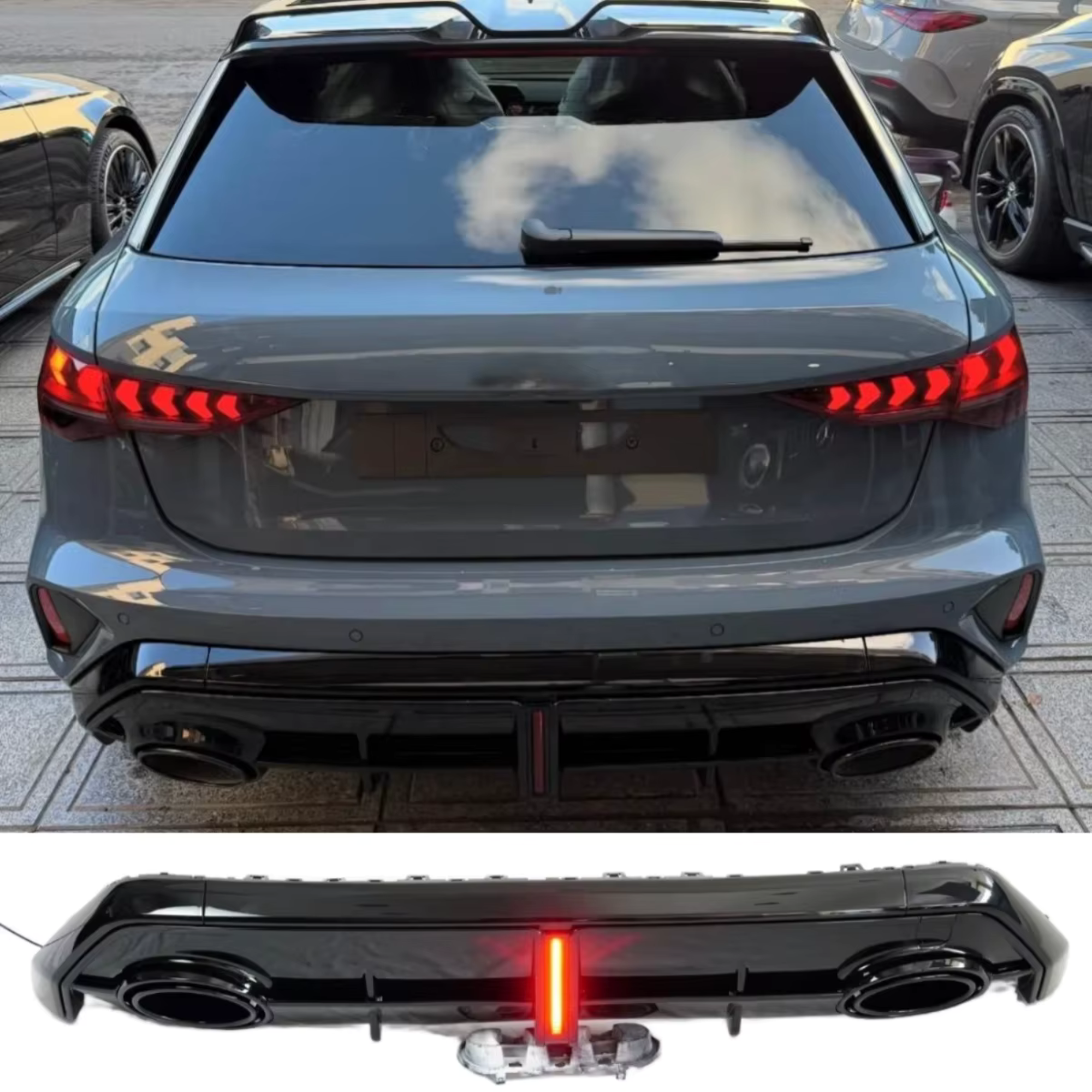 Audi A3 8Y 2025+Rear Diffuser Replacement RS3 Style image 8