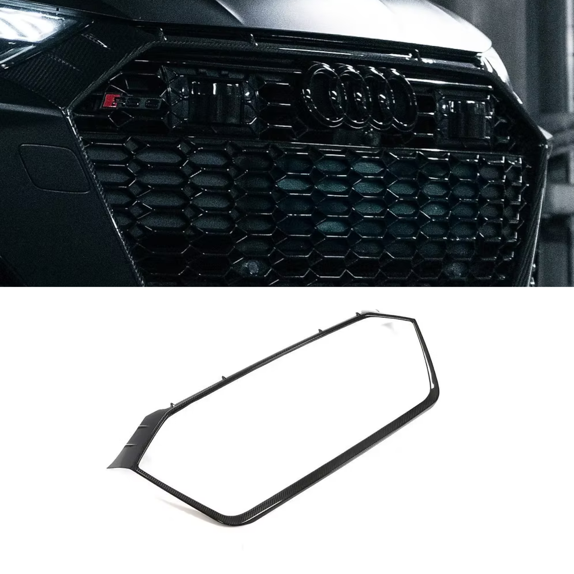 Audi RS6/RS7 C8 Carbon Fiber Front Grill Overlay Trim Cover image 0